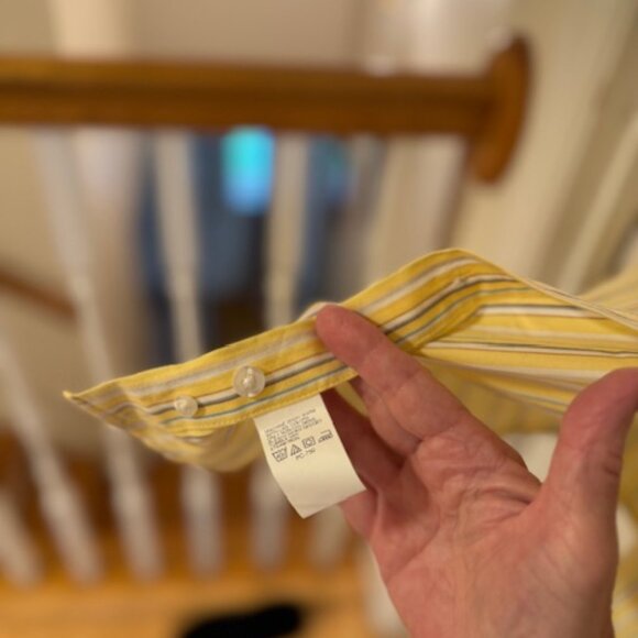 Izod Men's Vintage Plaid Button-Down Shirt Yellow Sz L - Picture 6 of 7